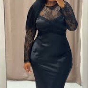 Elegant Black Lace-Detail Bodycon Dress